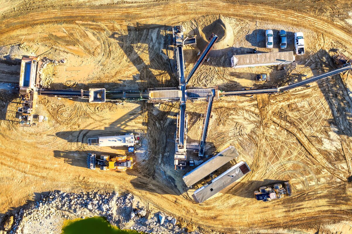 Aerial view of a mining crushing and screening operation